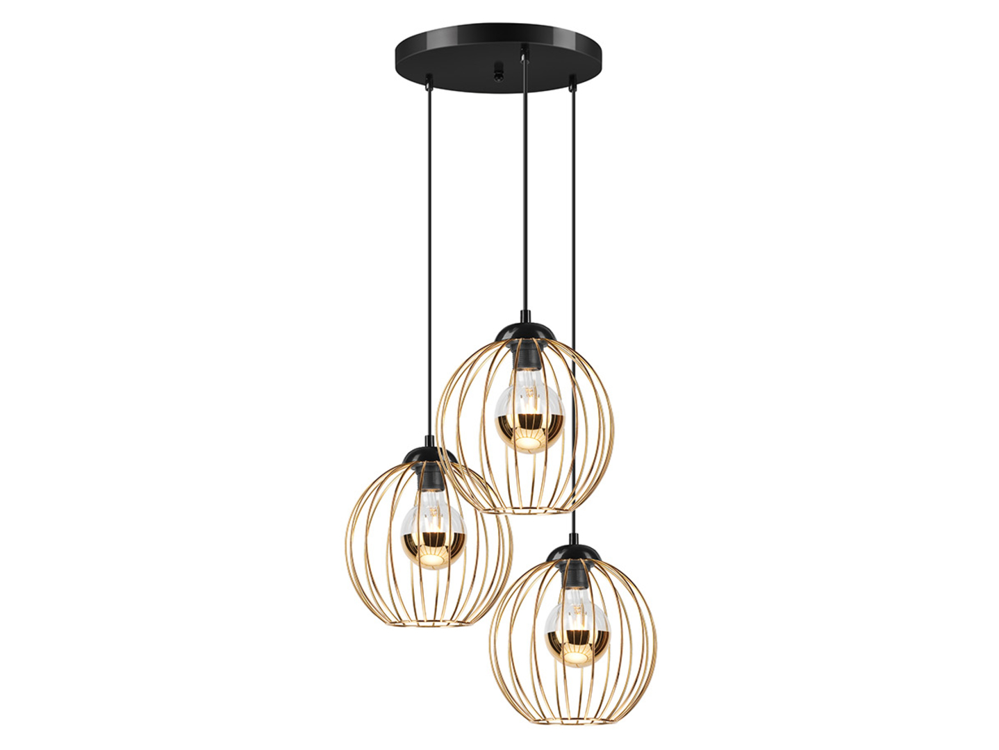 Lampa wisząca Zoya 3-punktowa metalowa złota