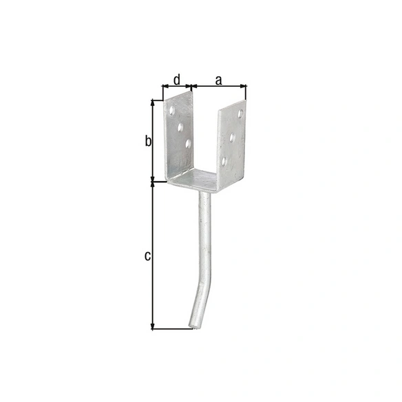 U-Pfostenträger, Rohstahl, BxL: 71 x 300 mm