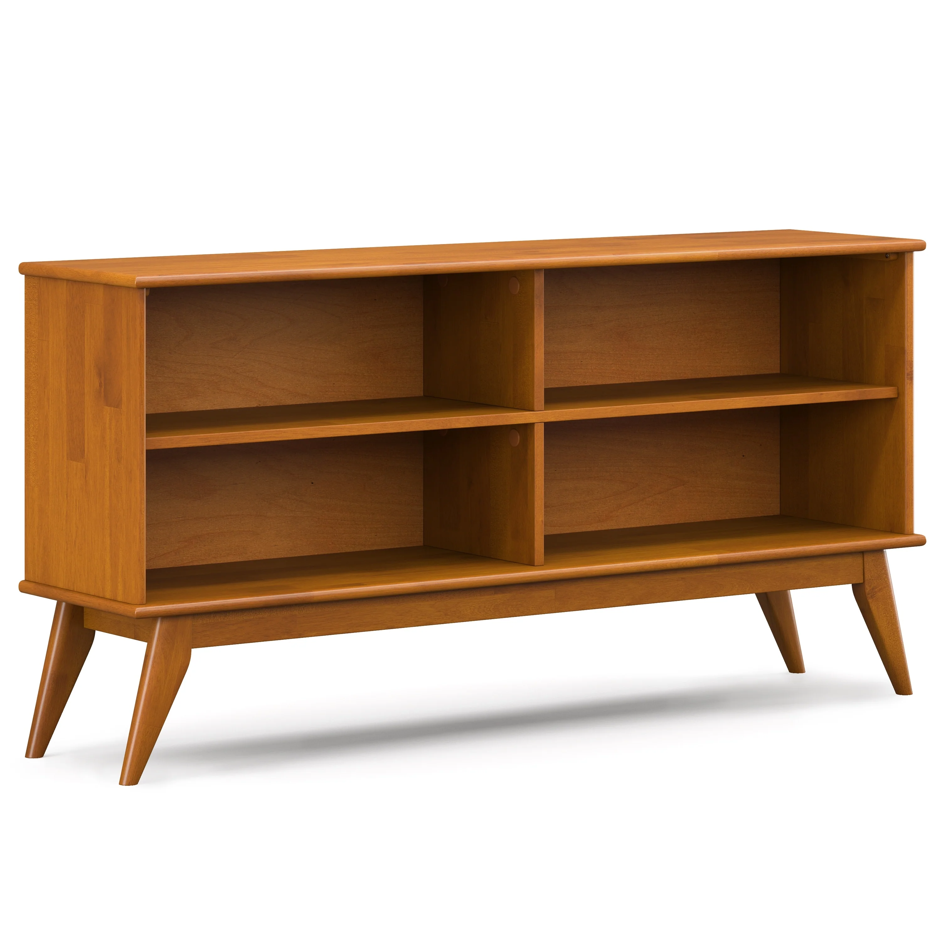 WYNDENHALL Tierney SOLID HARDWOOD 30 x 64 inch Modern Low Bookcase in Teak Brown - 14 d x 64 w x 30 h