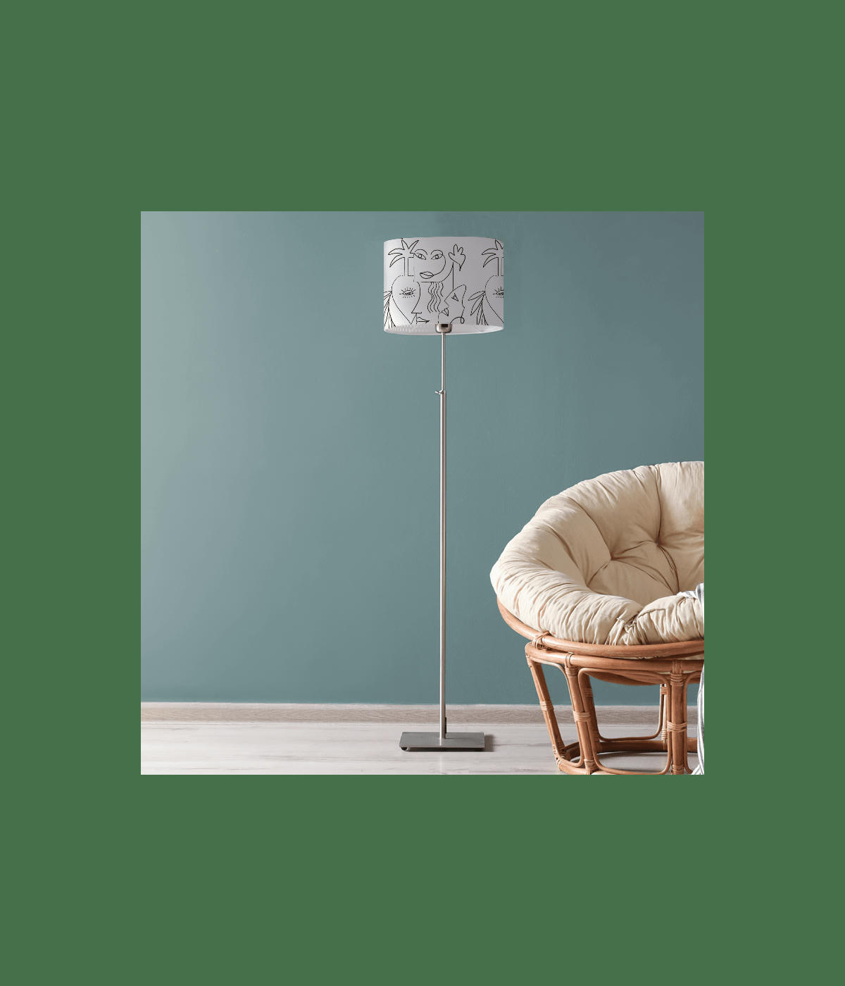 TRIBU DU FLOCON - Abat-jour lampadaire BOHO D: 45 x H: 25