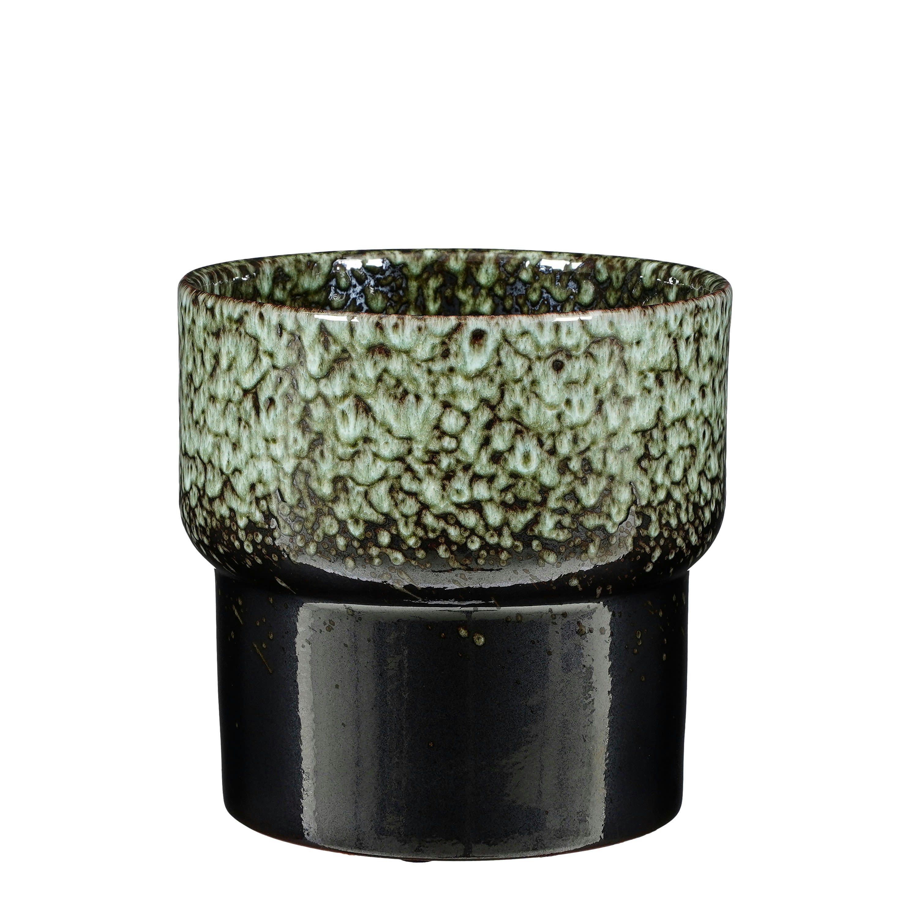 OBIDOS - Cache-pot en grès vert foncé D22