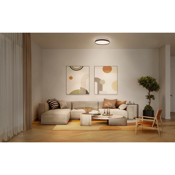 LED-Deckenleuchte, LxBxH: 30x30x7,5 cm, warmweiß, schwarz