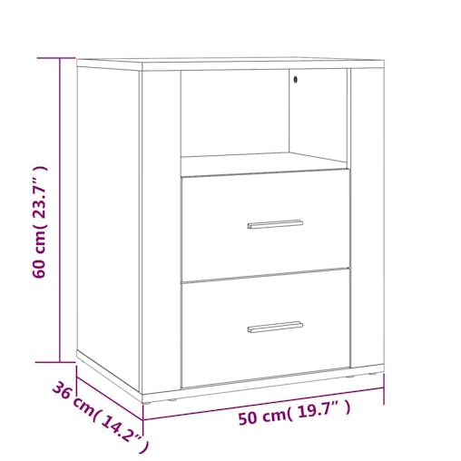 NNEVL Bedside Cabinet White 50x36x60 cm Engineered Wood
