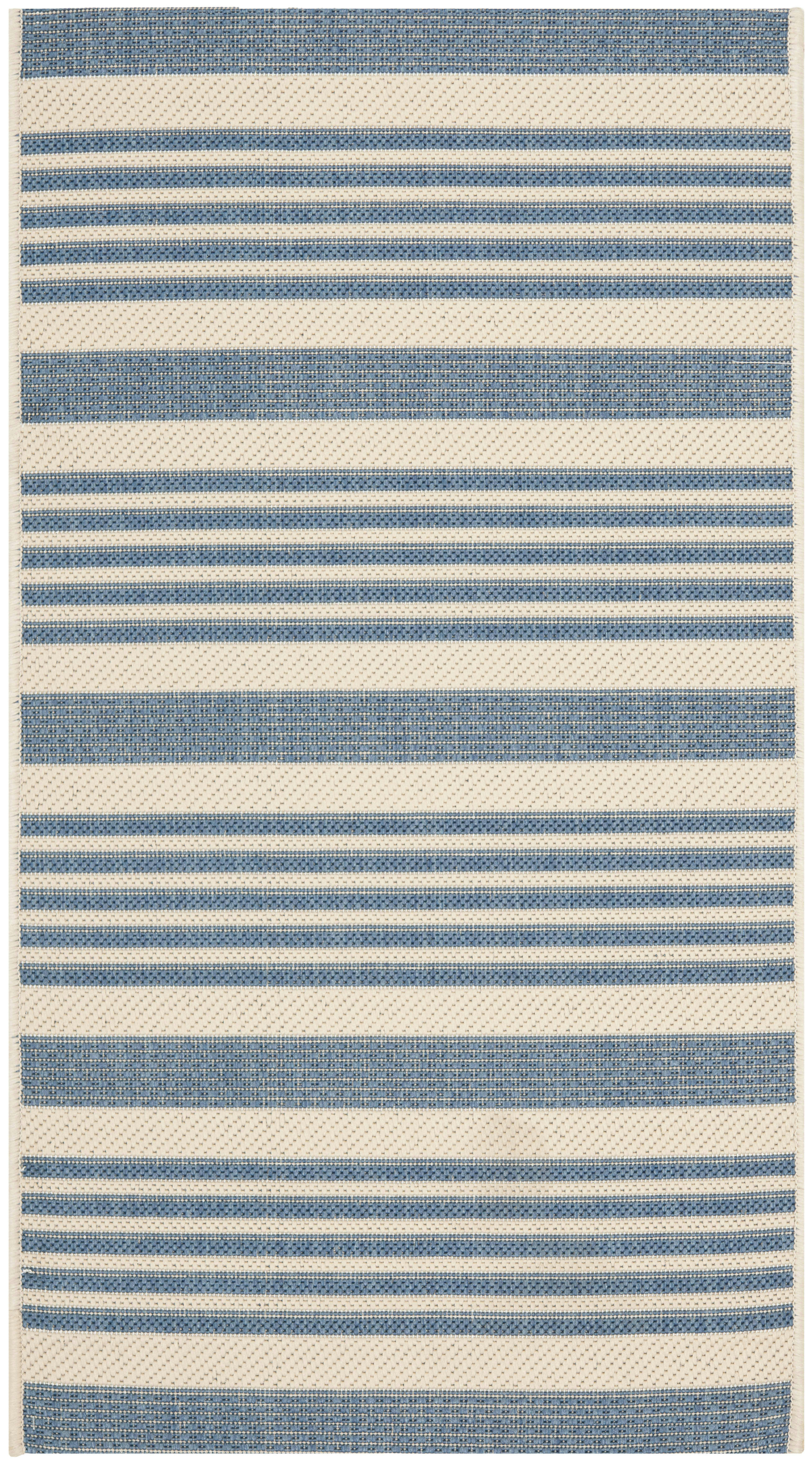 COURTYARD - Tapis interieur & exterieur en beige & bleu, 79 x 152 cm