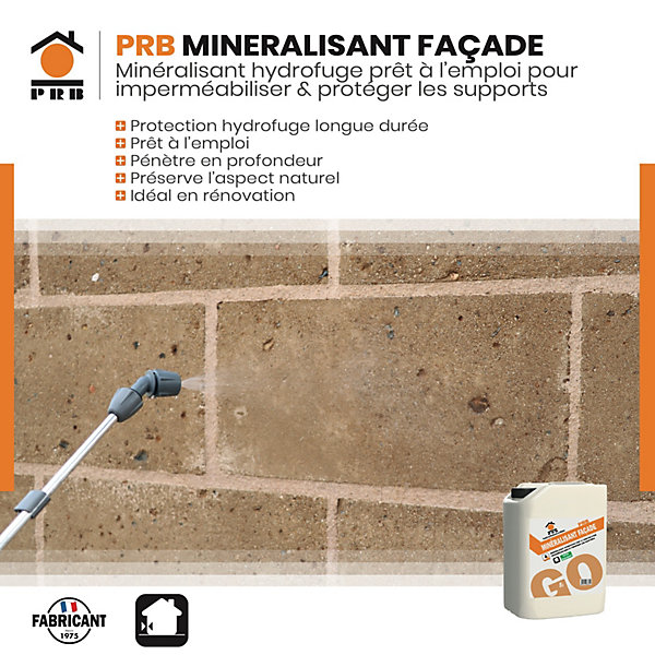 Minéralisant Façade 5L - Hydrofuge Minéralisant Prêt à lEmploi - Protection Durable Contre Eau, Salissures et Gel - Pour Façades