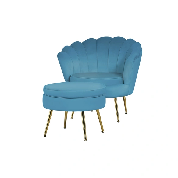 Muschelsessel, Höhe: 78 cm, blau/goldfarben