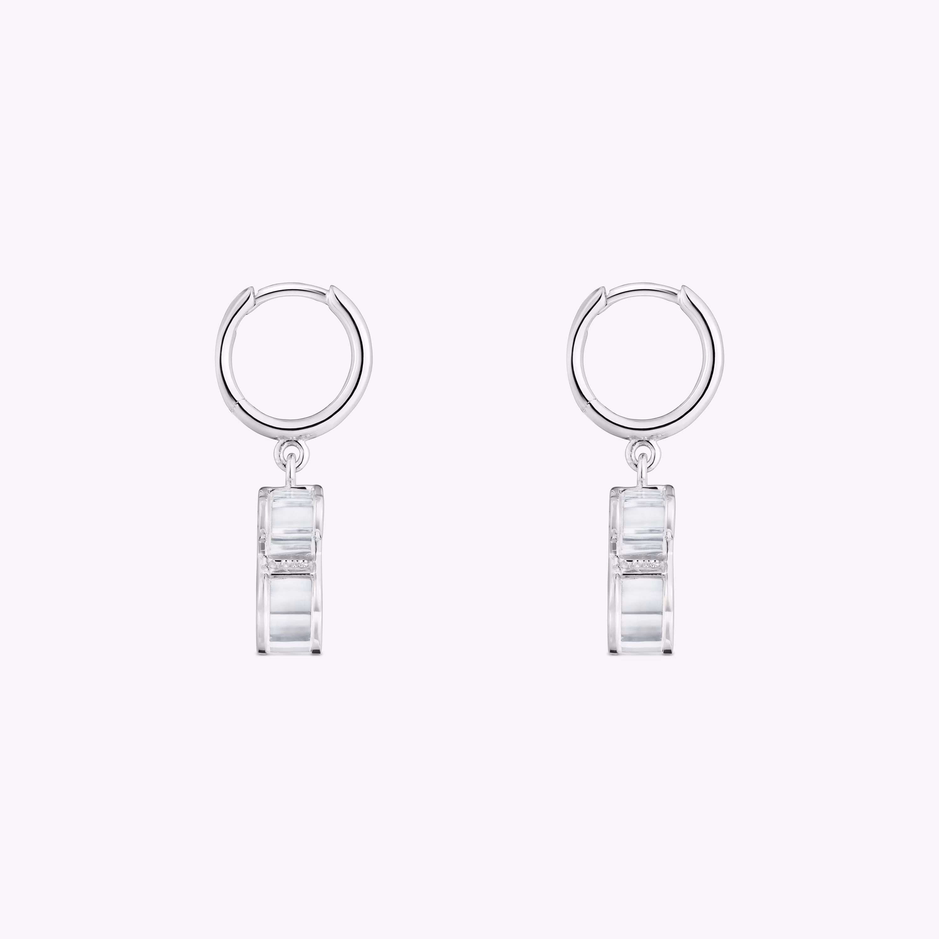 Pendientes aro de plata y metacrilato blanco Galaxy