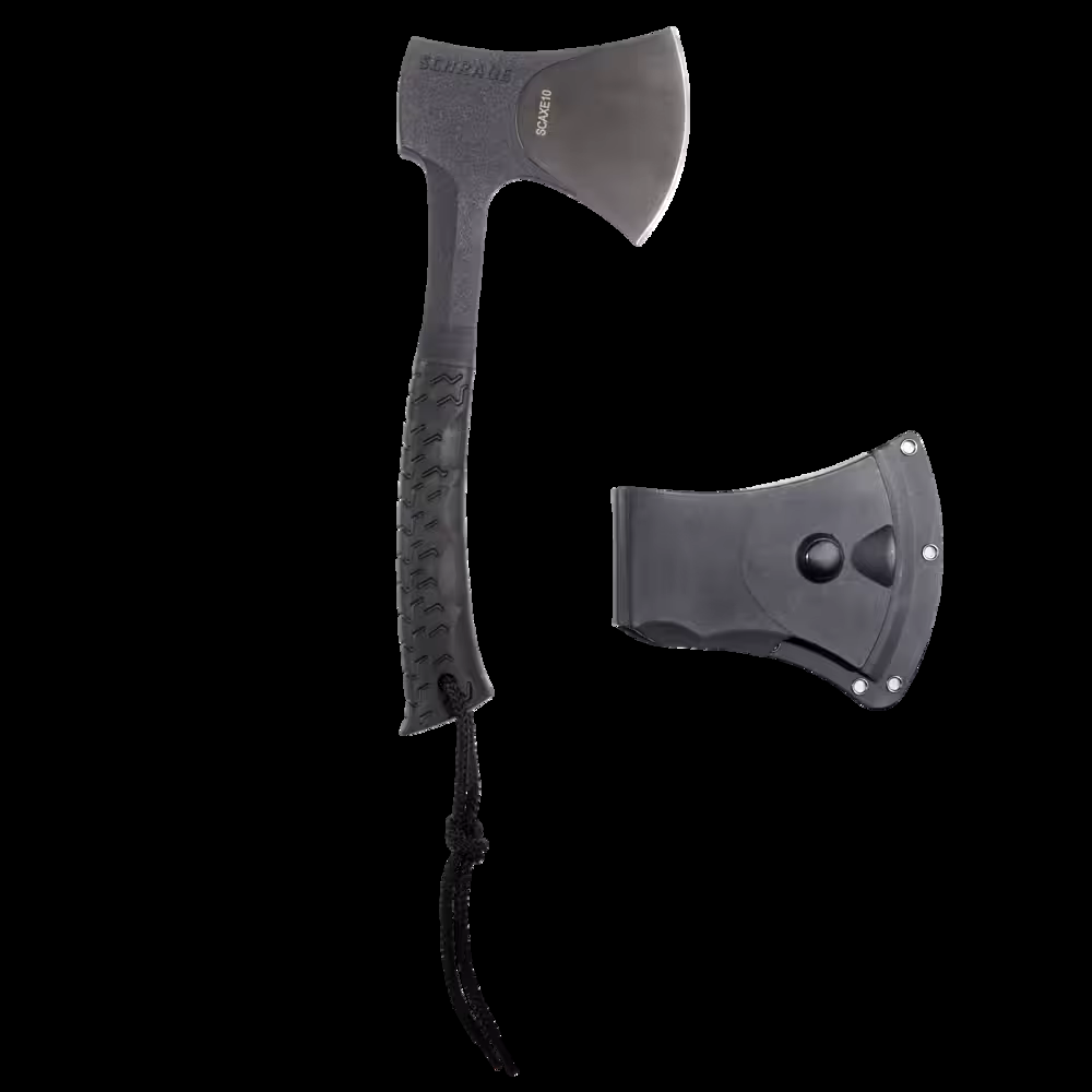 Schrade SCAXE10 Full Tang Lightweight Hatchet Axe w/ Rubber Handle, Lanyard & Sheath