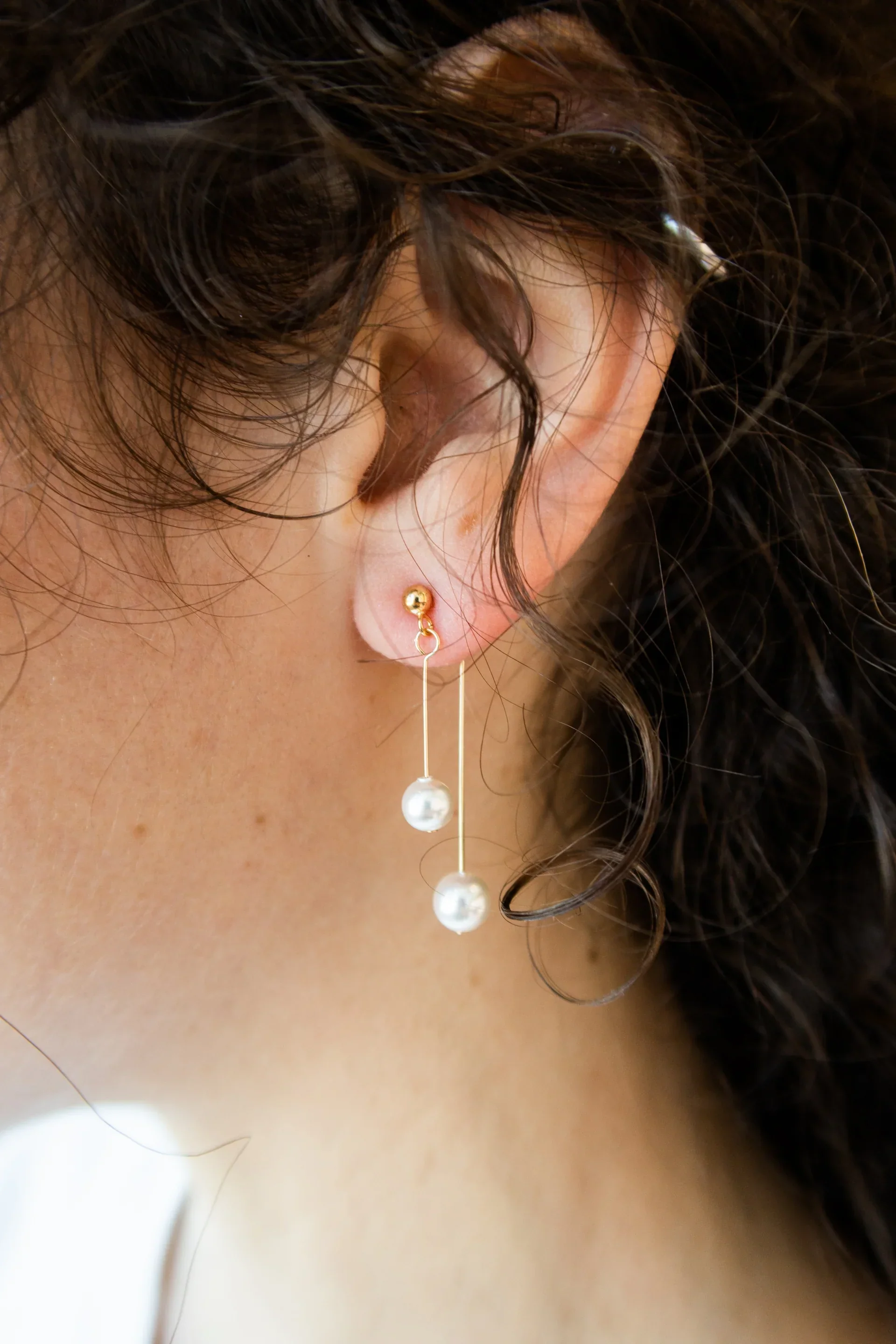 Leighton — Faux Pearl Pendant Earrings