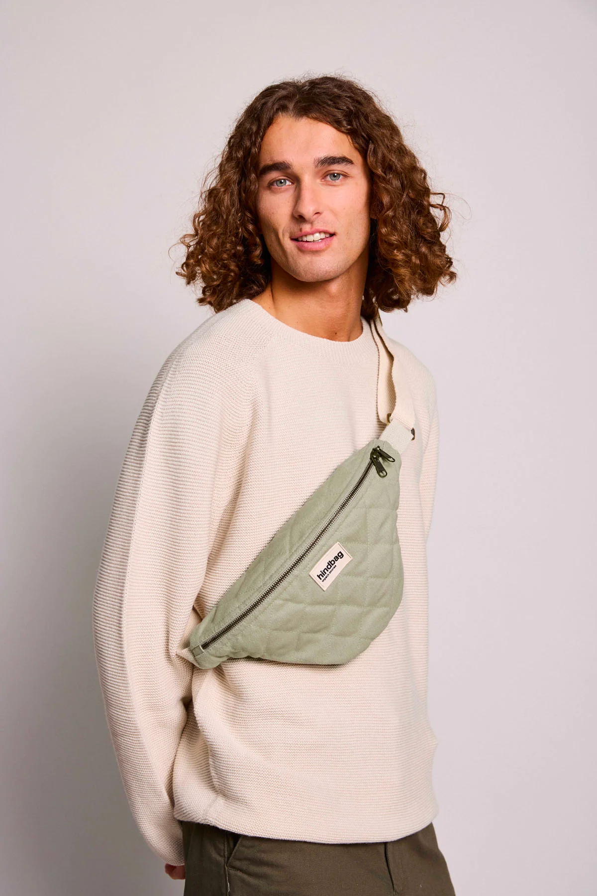 Sac banane matelassé Olivia Vert argile