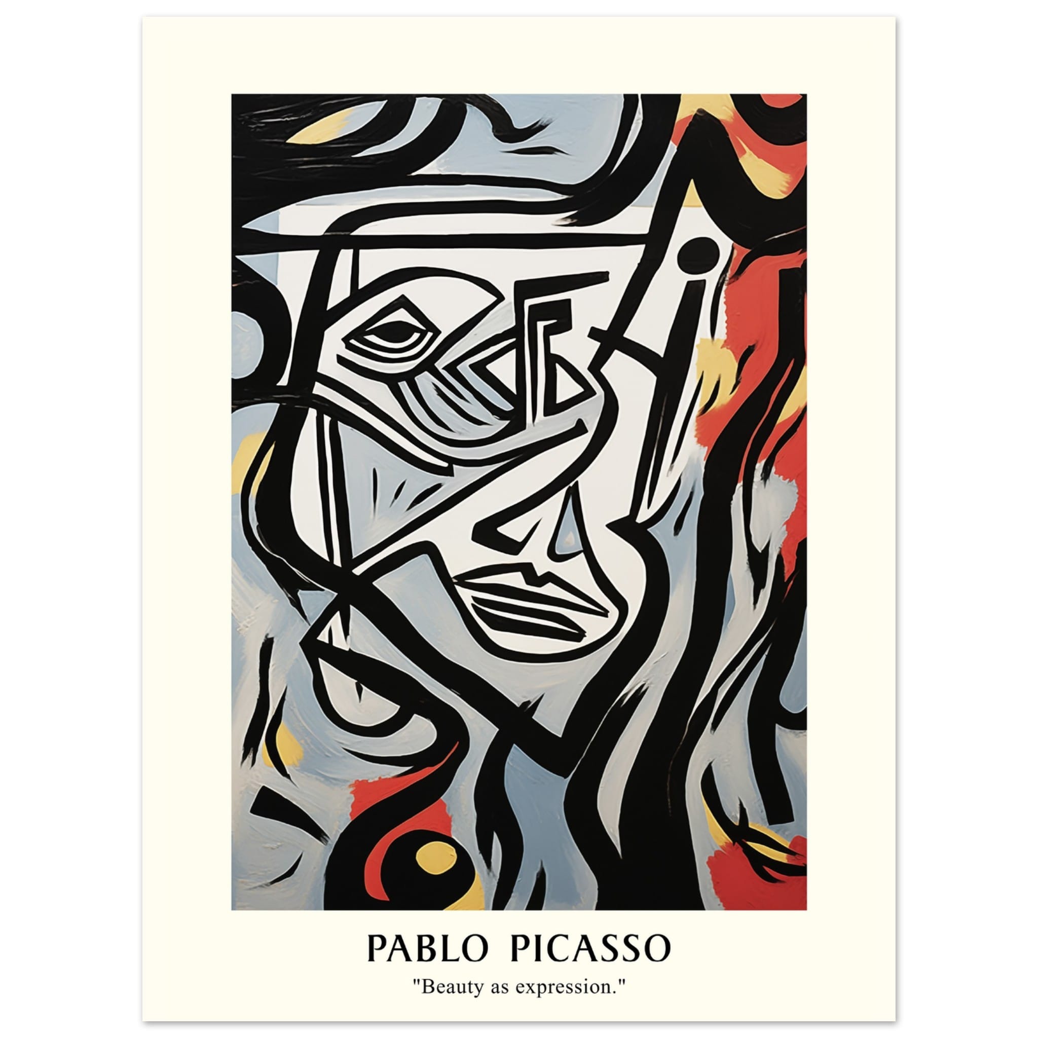 Artfulprints Poster Pablo Picasso - Beauty as expression  - 30x40 cm - Meerkleurig