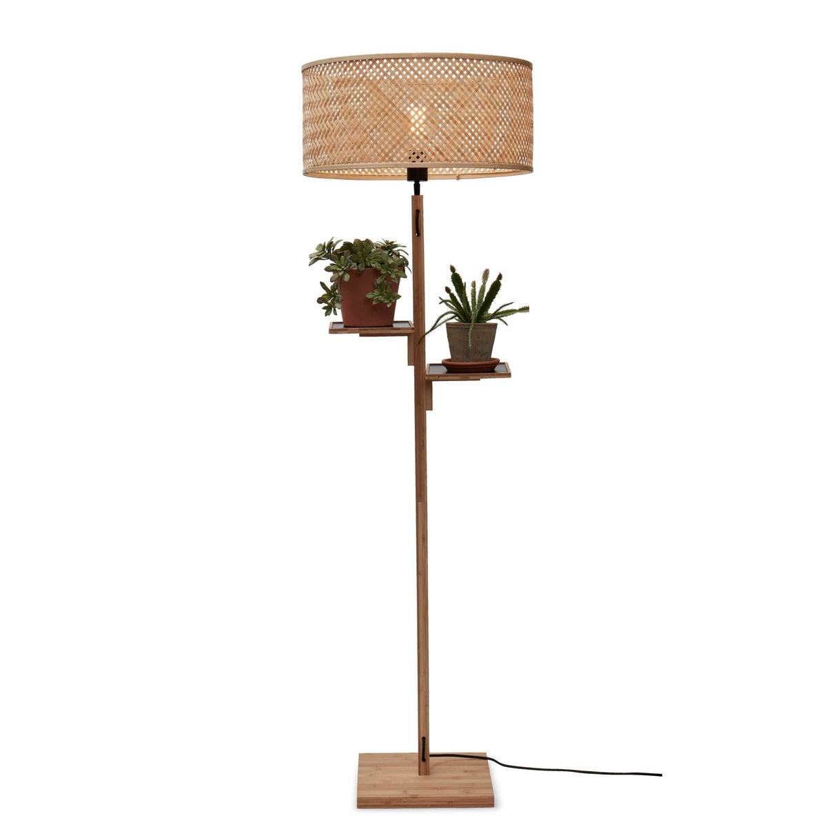 GOOD&MOJO vloerlamp Java - bruin - Ø50cm