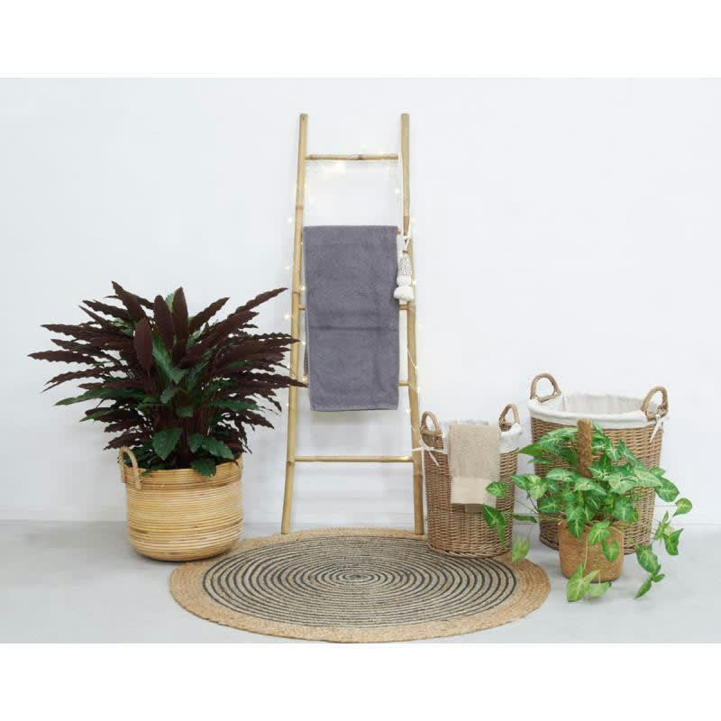 - Cache-pot en poelet et corde, diamètre 29 cm