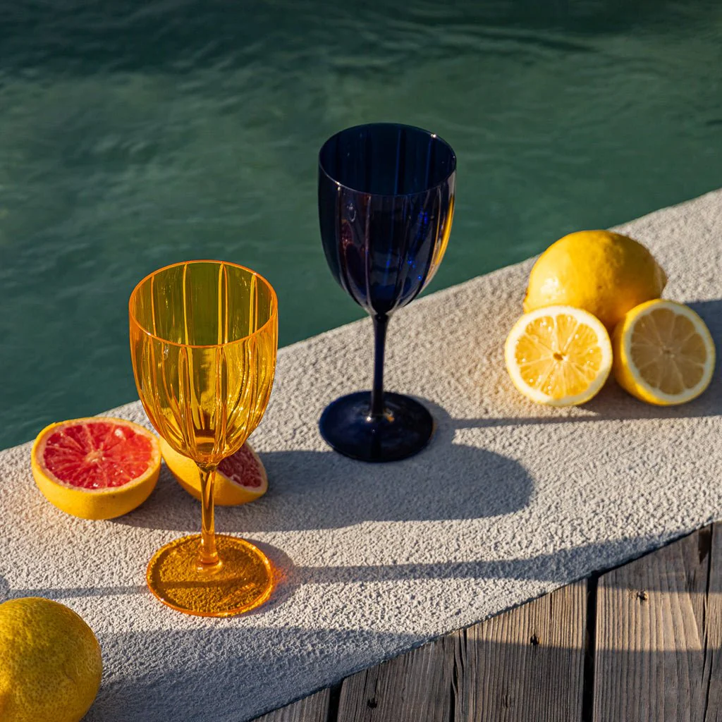 Copo de Acrílico com Pé Amarelo 410 ml  VITORIA