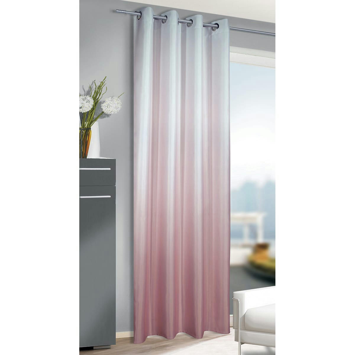 - Rideau obscurcissant en dégradé polyester rose clair 135x245 cm