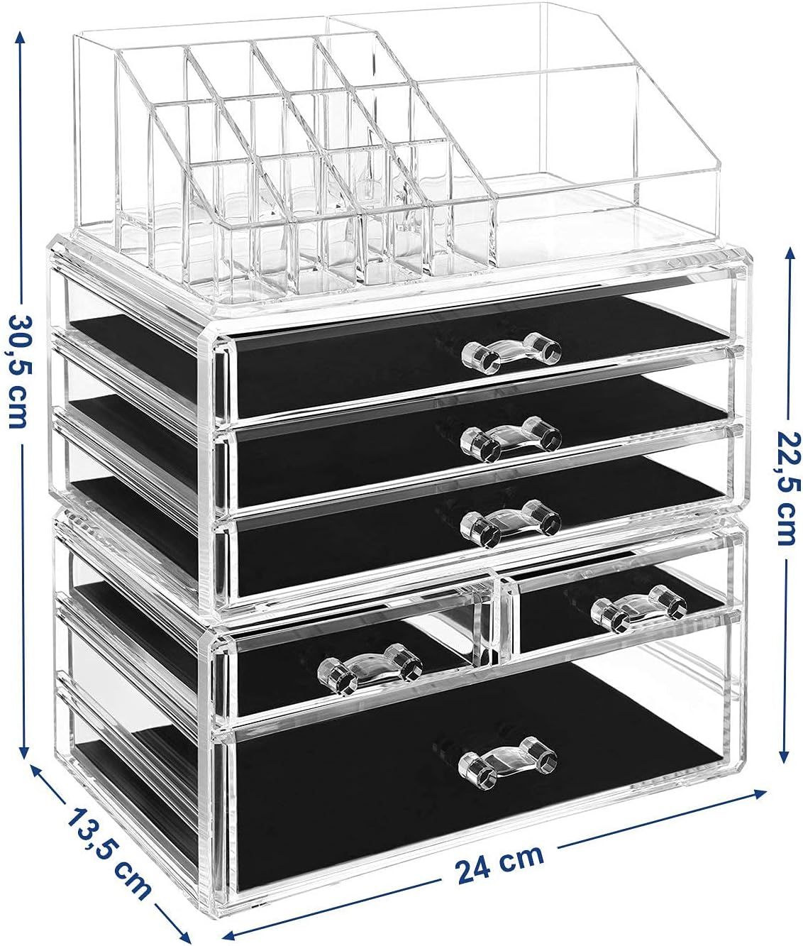 SONGMICS Large Acrylic Makeup Organiser with Drawers for Cosmetics