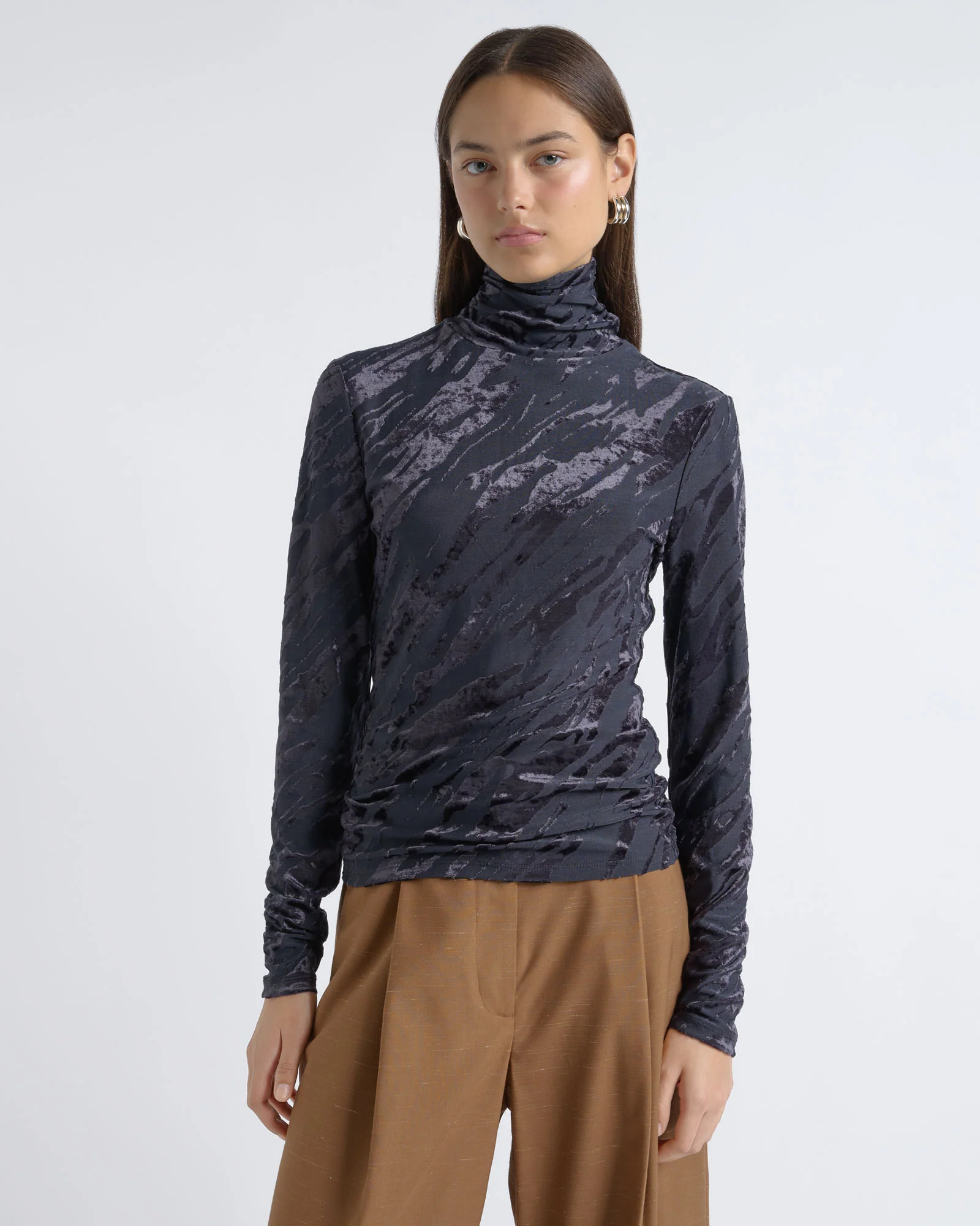 Flocked Long Sleeve Top
