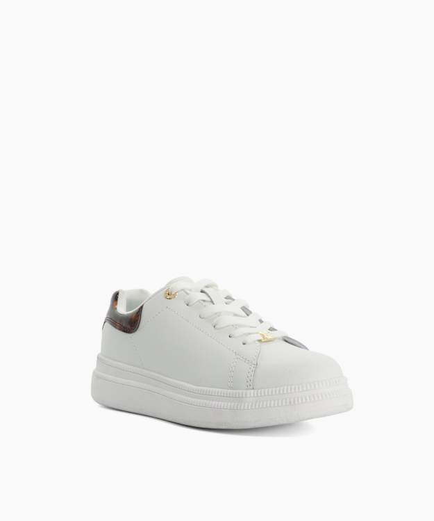 Electron White - Leather Lace-Up Platform Trainers
