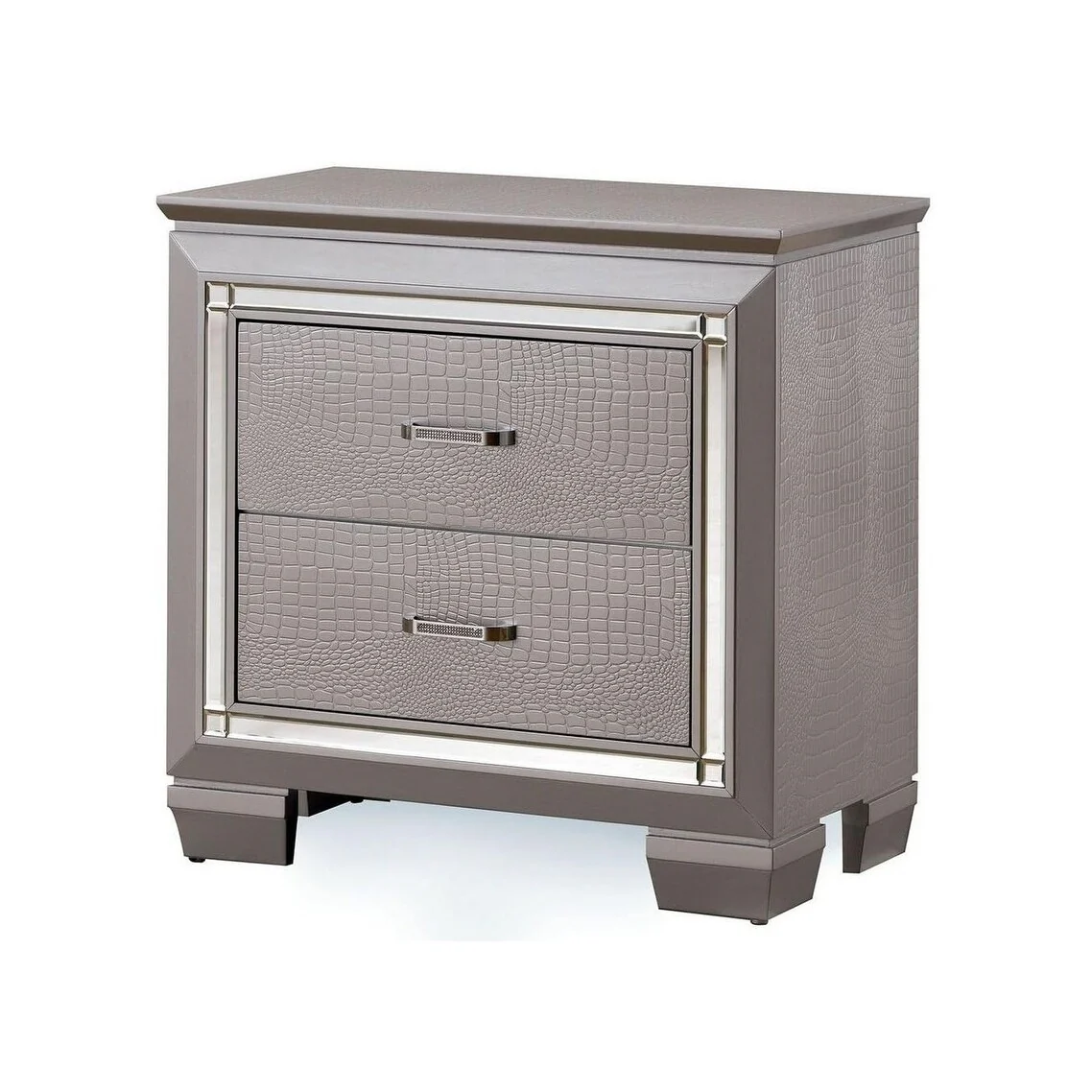 Contemporary 1pc Nightstand Bedside Table LED Light English Dovetail Drawer Bedroom Furniture