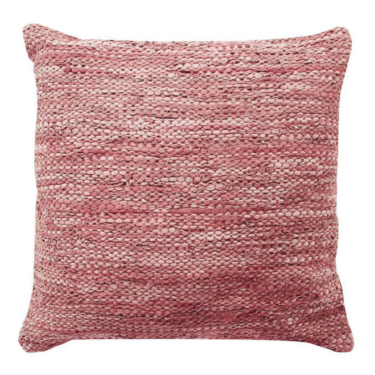 SKIN - Coussin en cuir tressé rose poudré 70x70