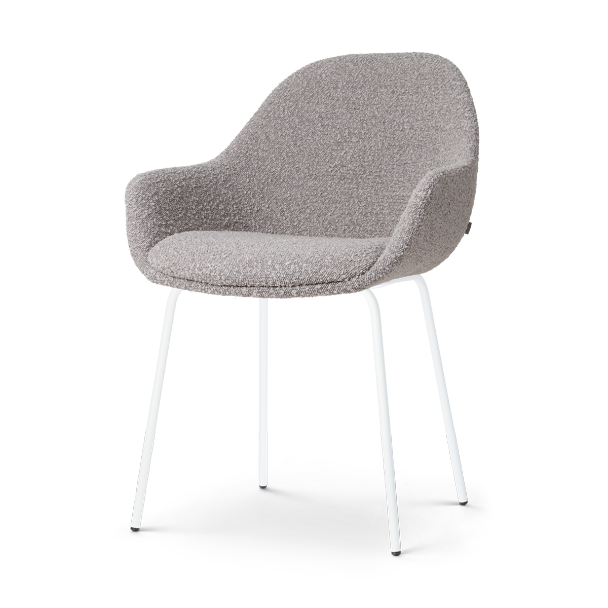Nolon Nora-Mae Eetkamerstoel Bouclé Taupe - Armleuning - Witte Poten