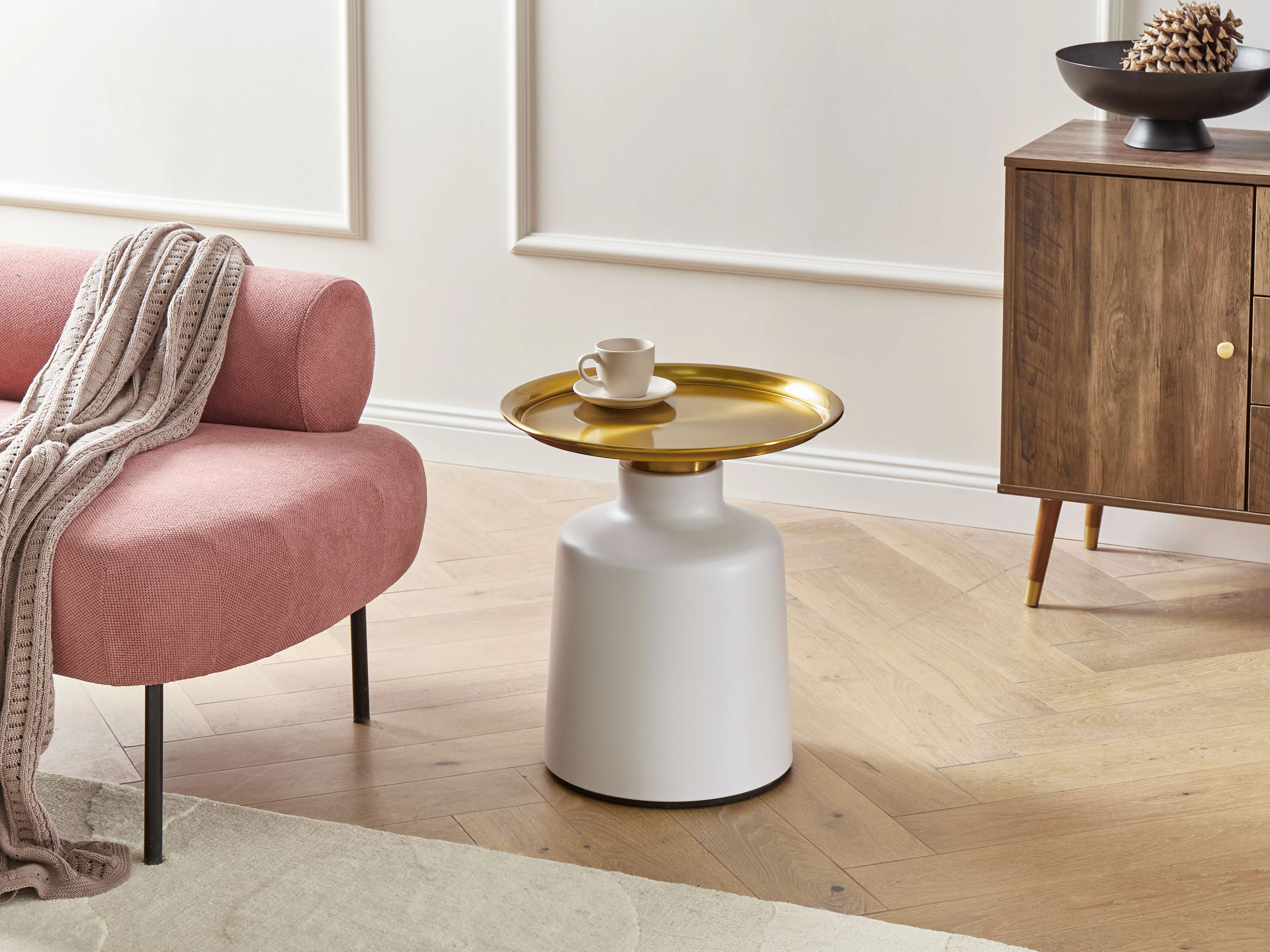 Side Table DOVE Metal White/ Gold