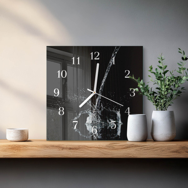 Cichy zegar 30x30 Woda nowoczesny do salonu