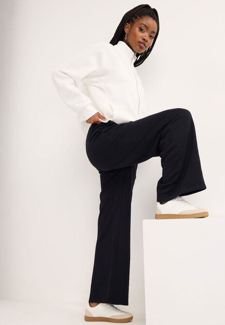 Womens Black Wide Leg Joggers