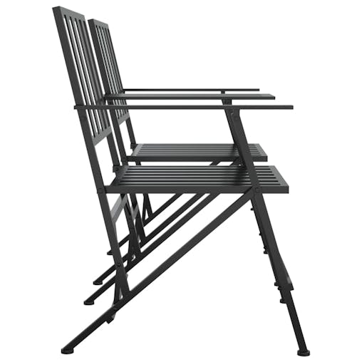 NNEVL Folding 2-Seater Garden Bench 137 cm Black Steel