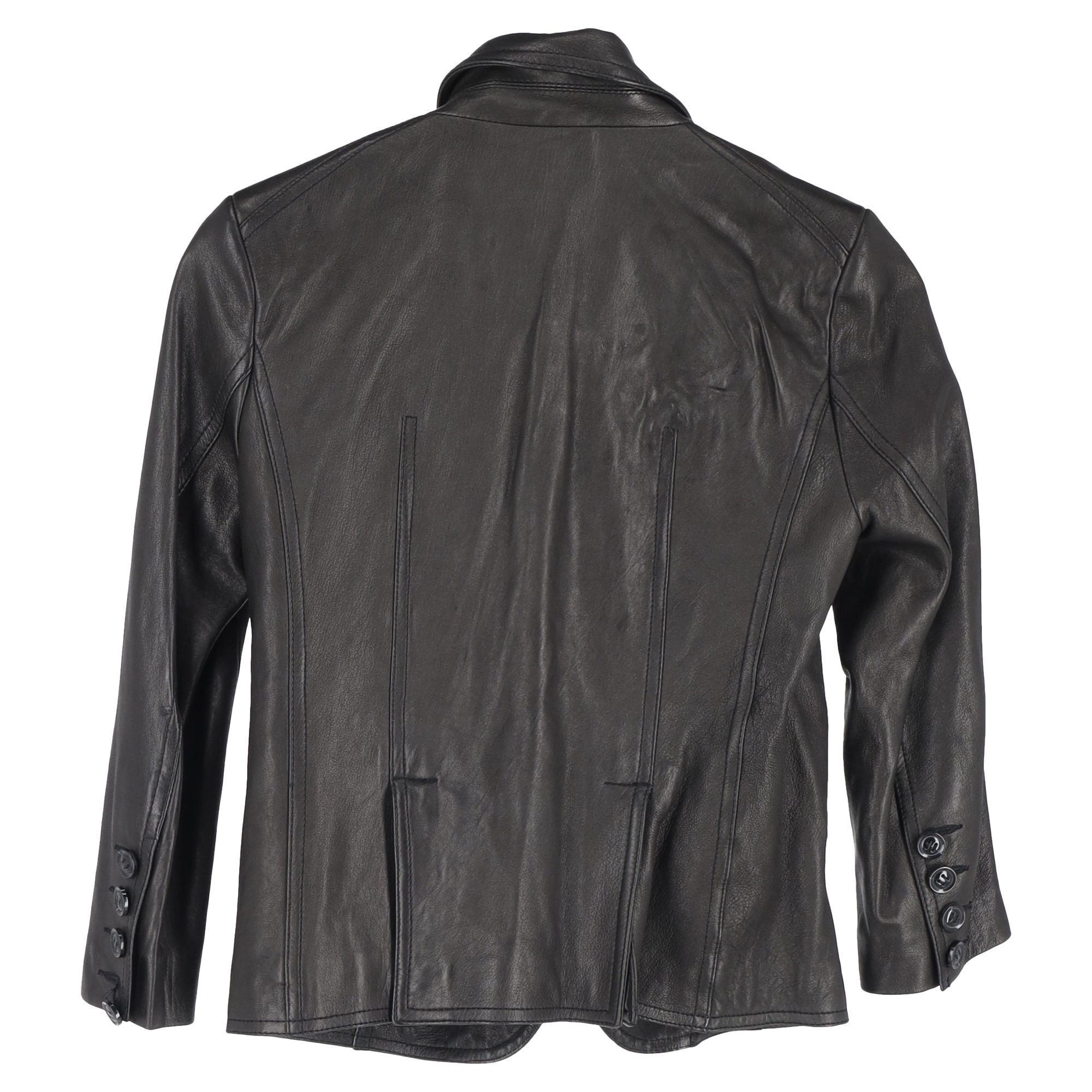 Diane Von Furstenberg Preloved Double Breasted Blazer in Black Leather