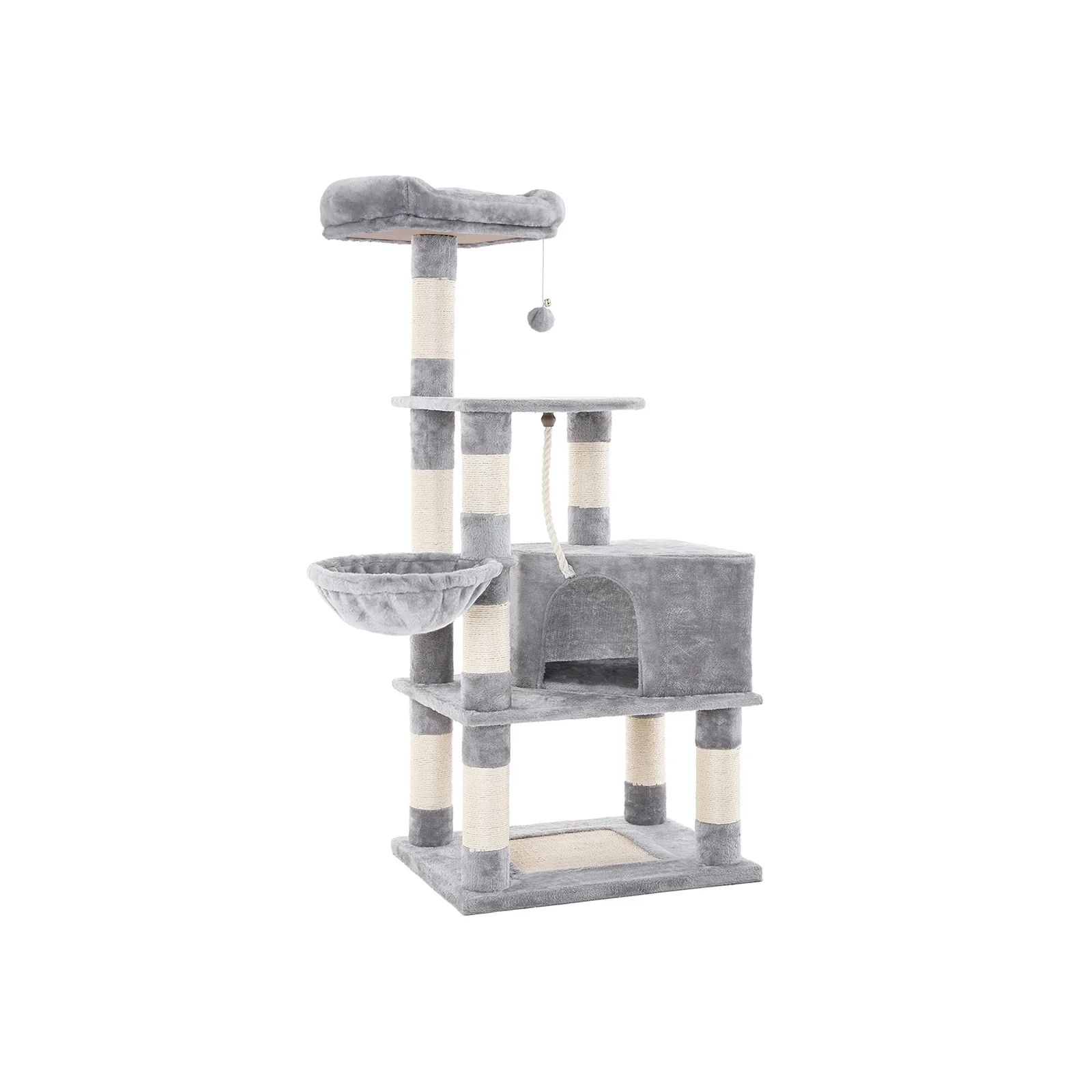 arbre à chat multi-niveaux gris avec hamac