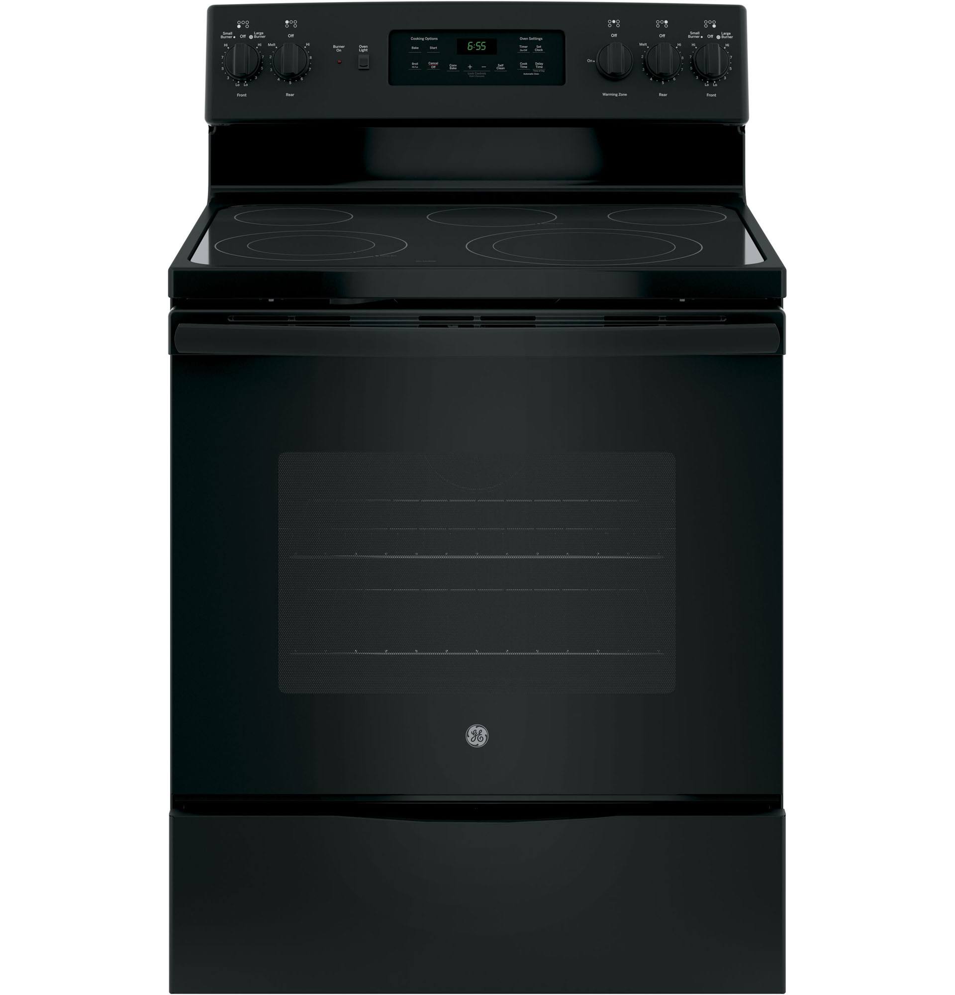 GE 30 Freestanding Electric Range, Black Dual-Element Cooktop, Convection Oven, Self-Cleaning
