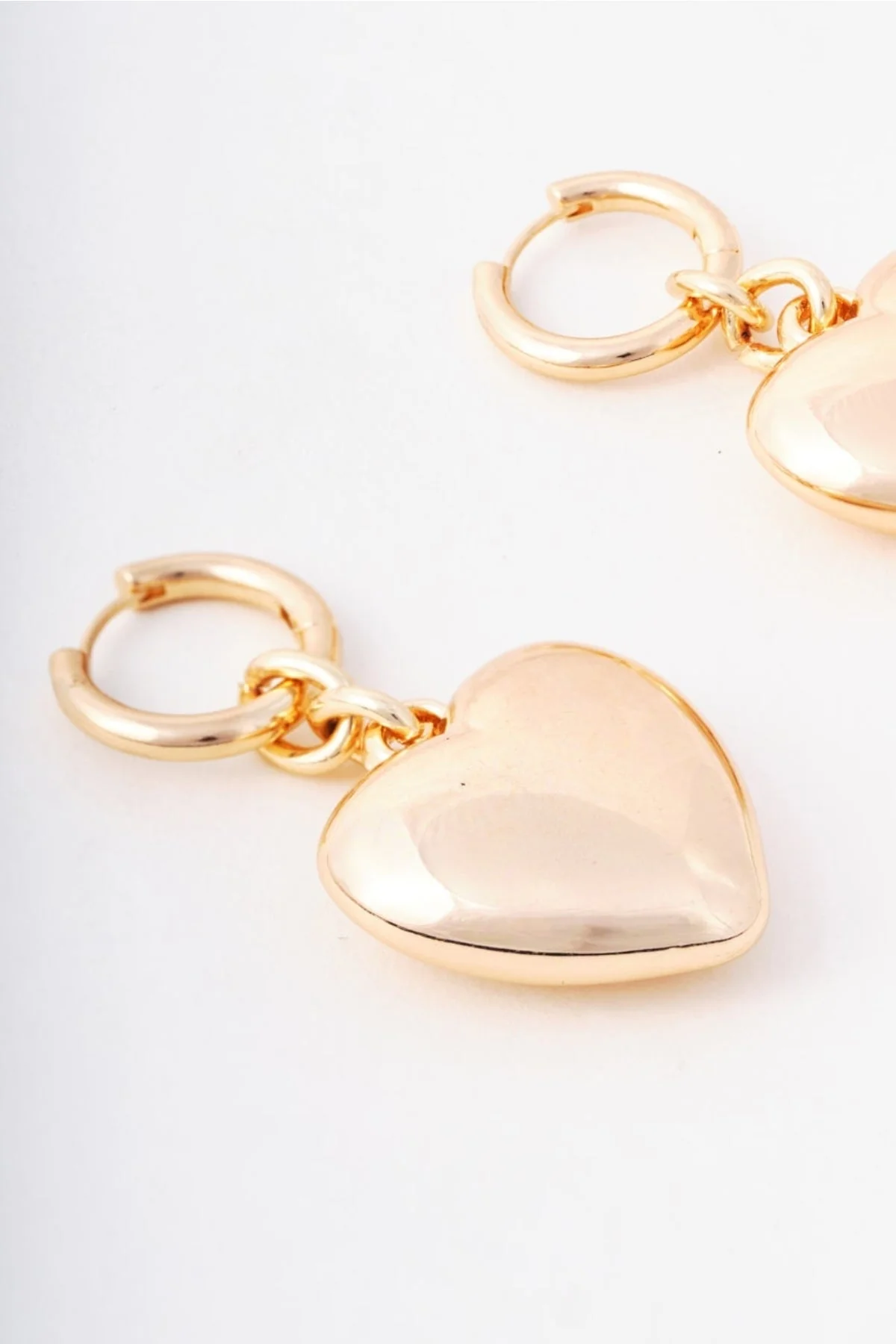 Gold Heart Drop Earrings