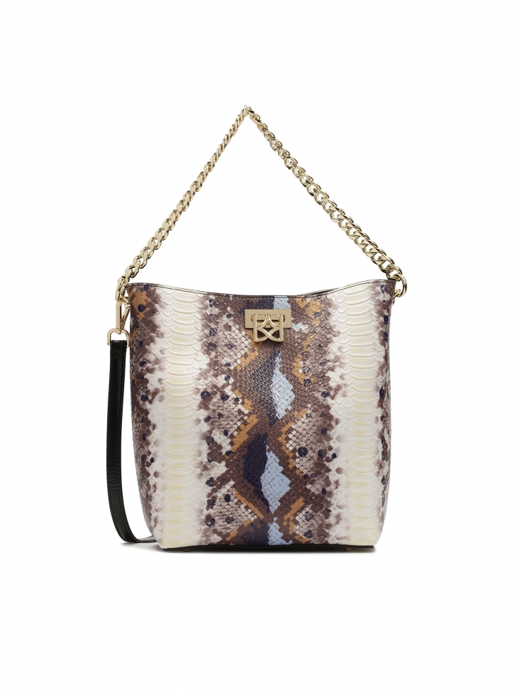 Multicolored patterned chain handbag