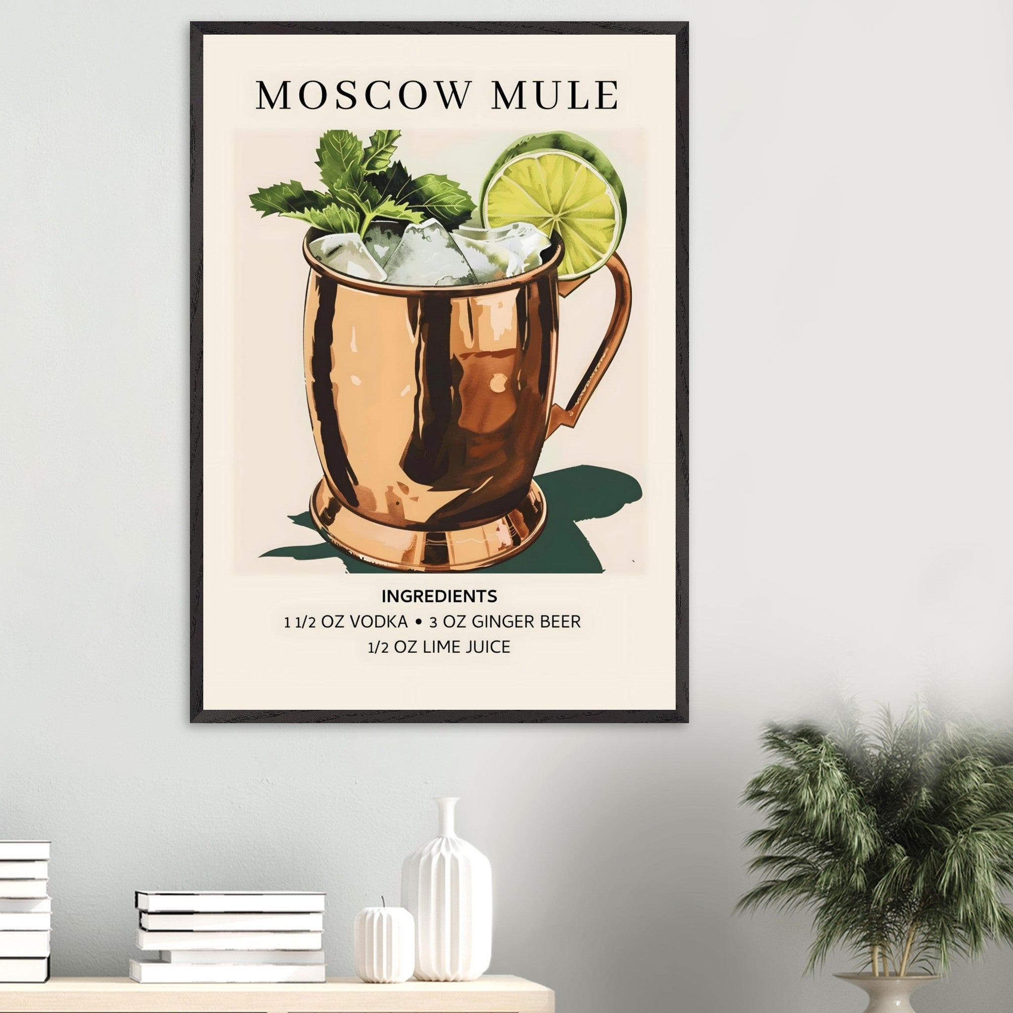 Artfulprints Poster Moscow Mule cocktail I - Ingrediënten  - 70x100 cm - Meerkleurig