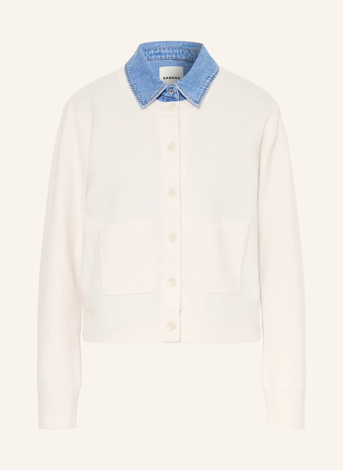 SANDRO Strickjacke im Materialmix