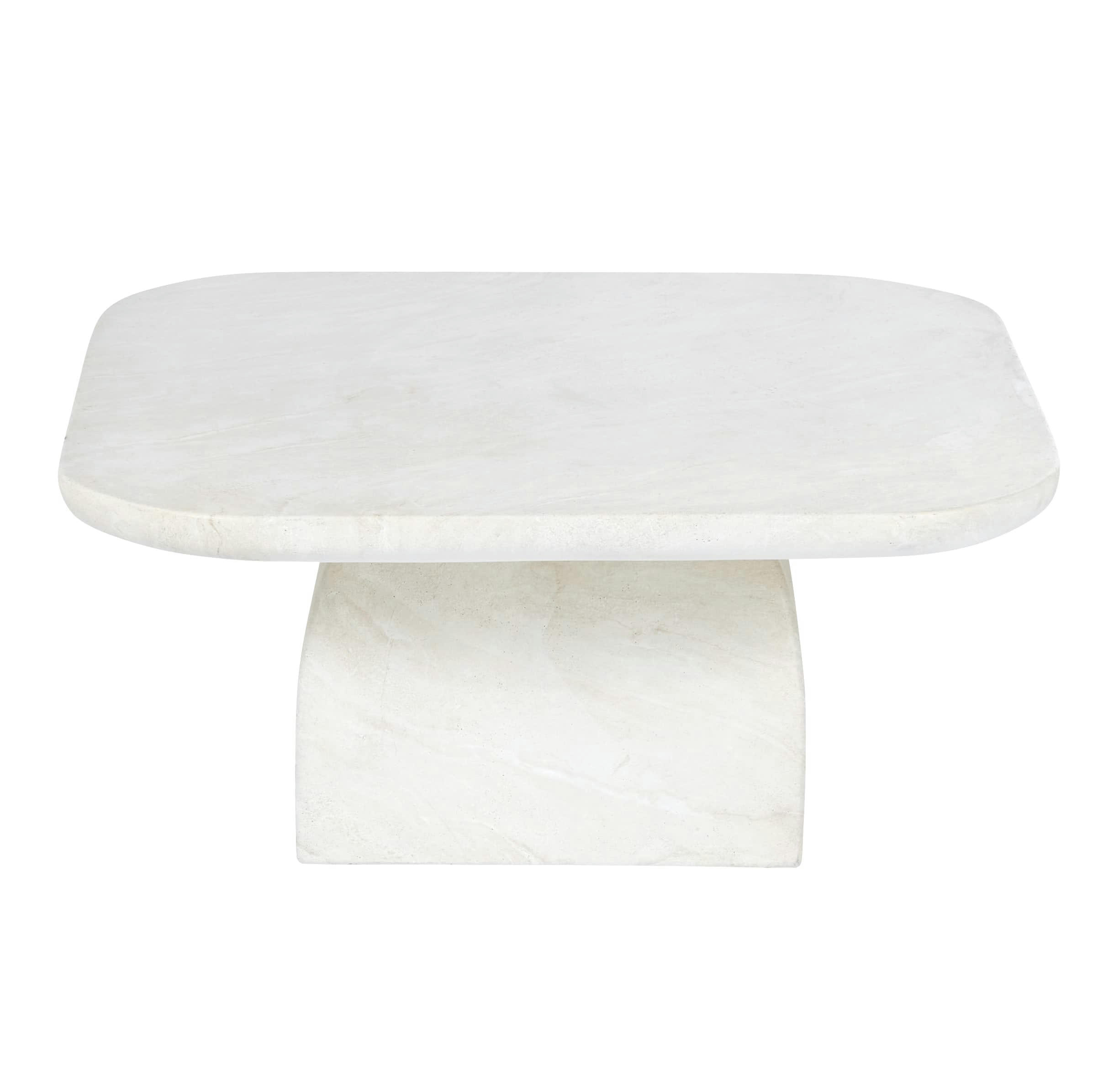 - Table basse de jardin en béton imitation travertin beige
