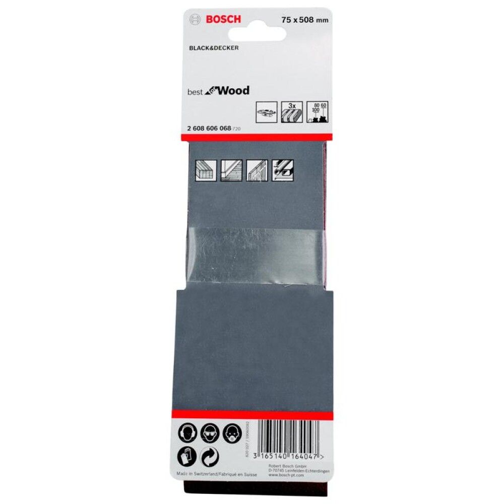 SLIPEBÅND BOSCH 3DEL K60/80/100 75X508MM