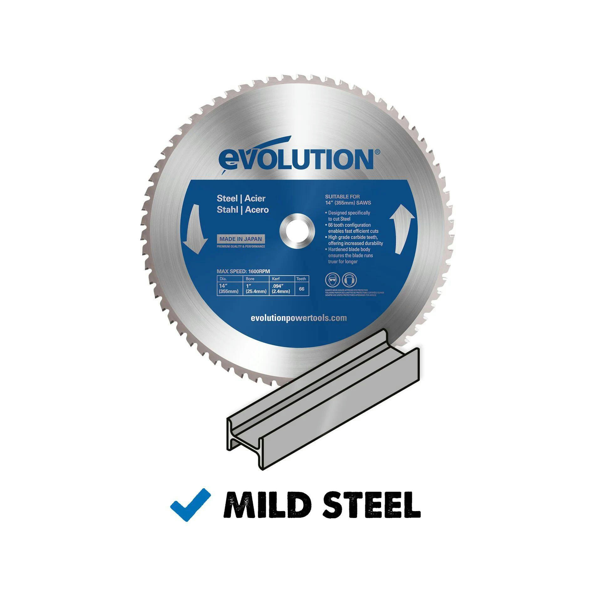 Evolution 14-in 66T Carbide Tipped Circular Saw Blade for Ferrous Metal