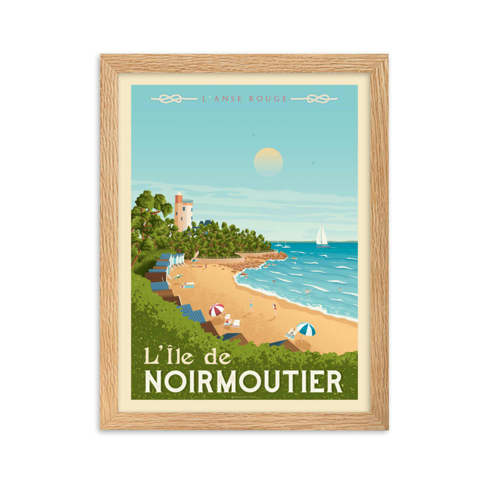 - Affiche Ile Noirmoutier France avec Cadre (Bois) 21x29,7 cm