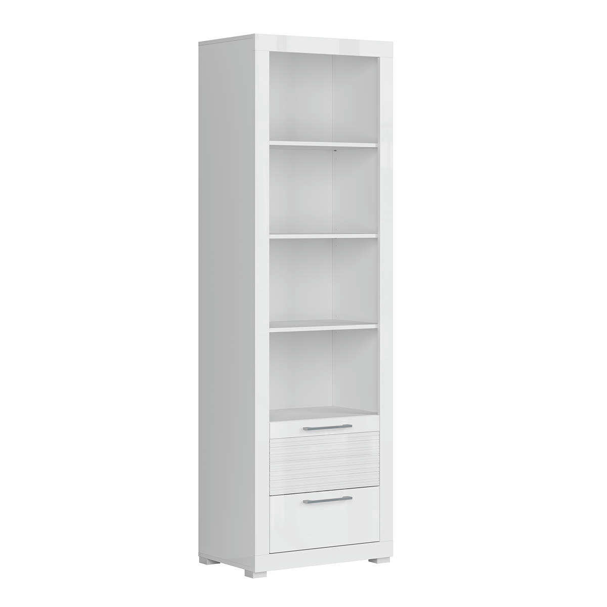 - Bibliothèque 2 tiroirs blanc laqué