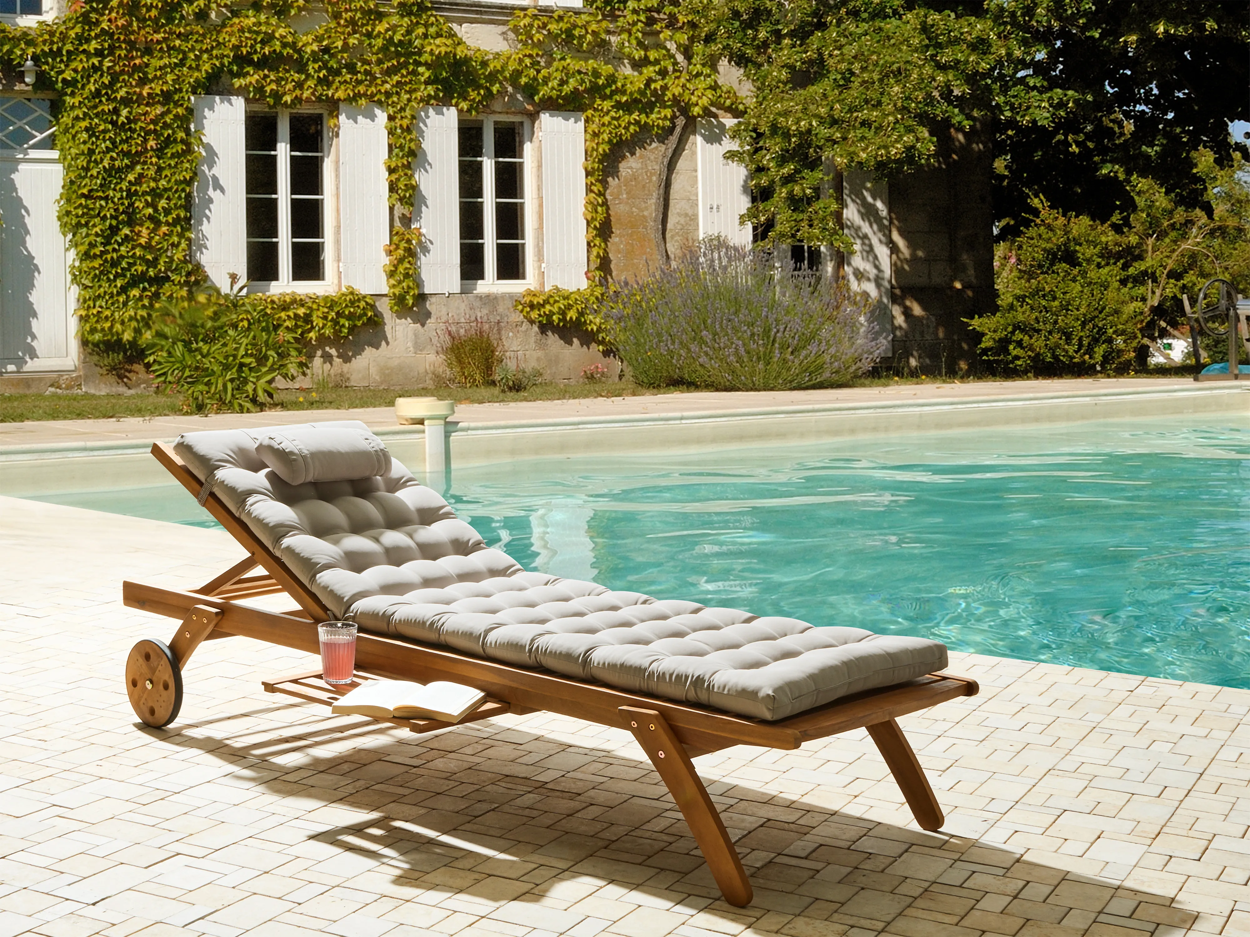 Sun Lounger Pad Cushion CESANA PREMIUM 192 x 56 cm Taupe