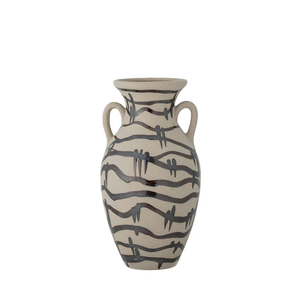 OHANA - Vase en grès céramique D16cm blanc / noir