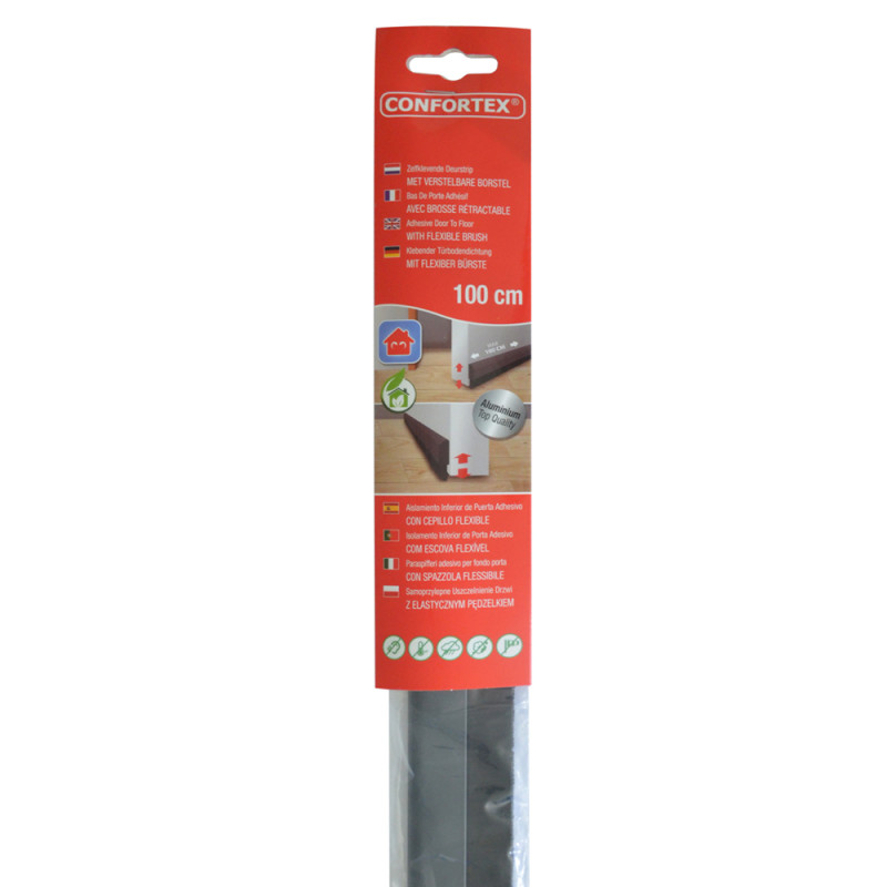 Bas de porte adhésif avec brosse flexible gris 100 cm CONFORTEX