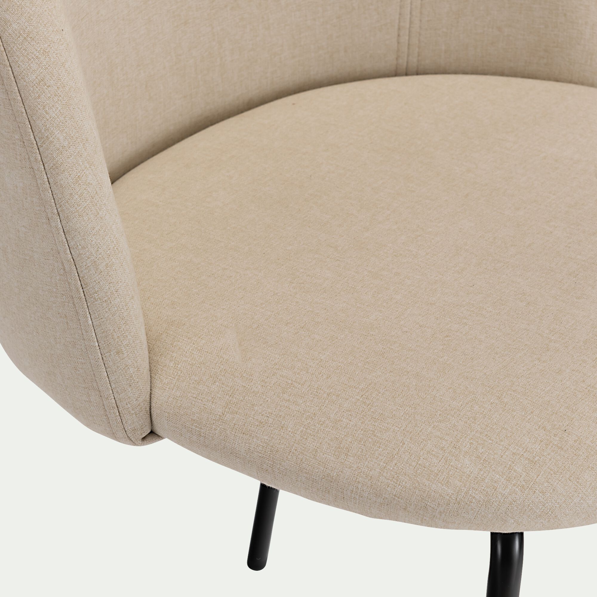 FIONA - Chaise ronde en tissu - beige roucas