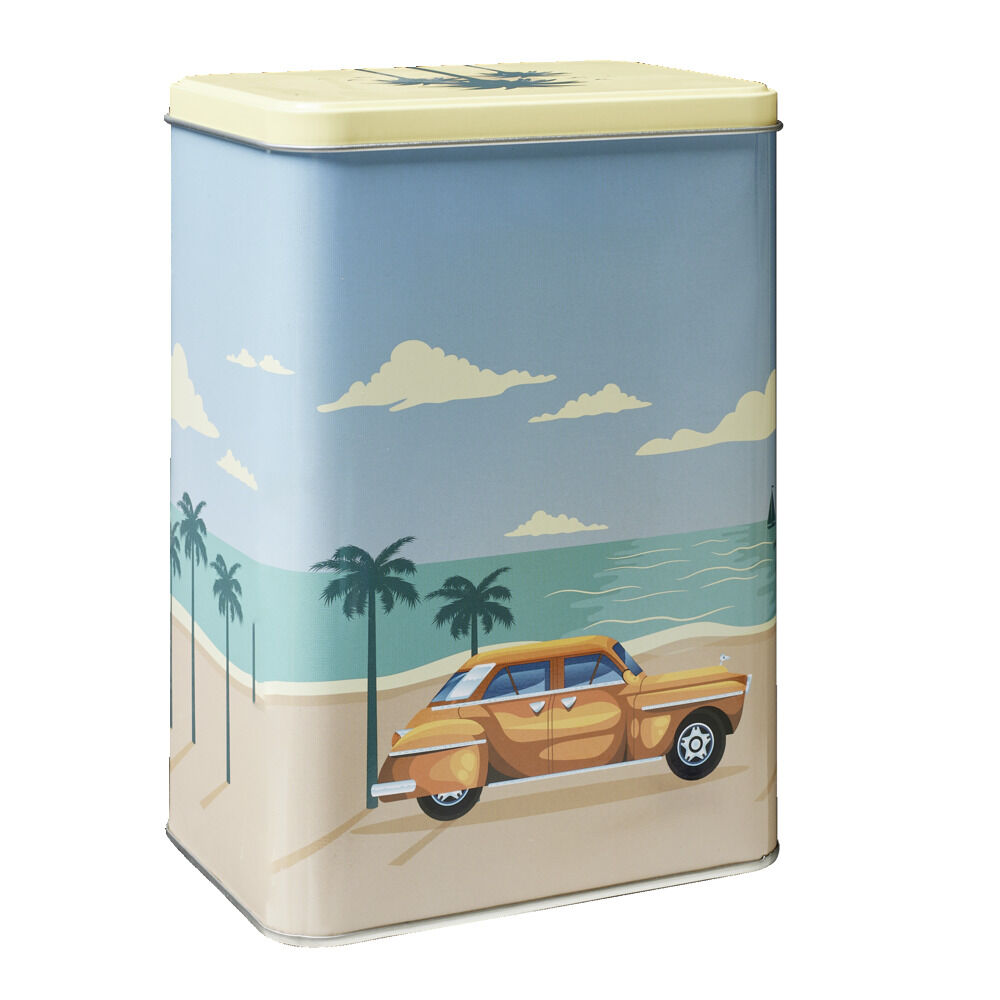 BoÎte alimentaire métal décor vintage 14,5x10,5xH20cm (3 modèles)
