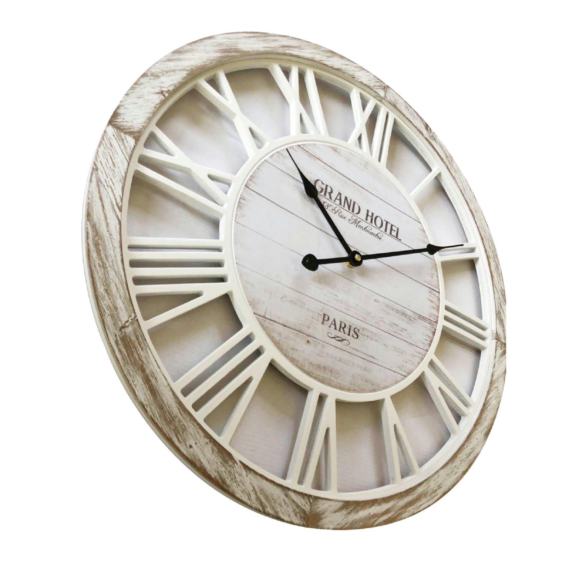 - Horloge murale à chiffres romains bois métal blanc et beige ø 50 cm