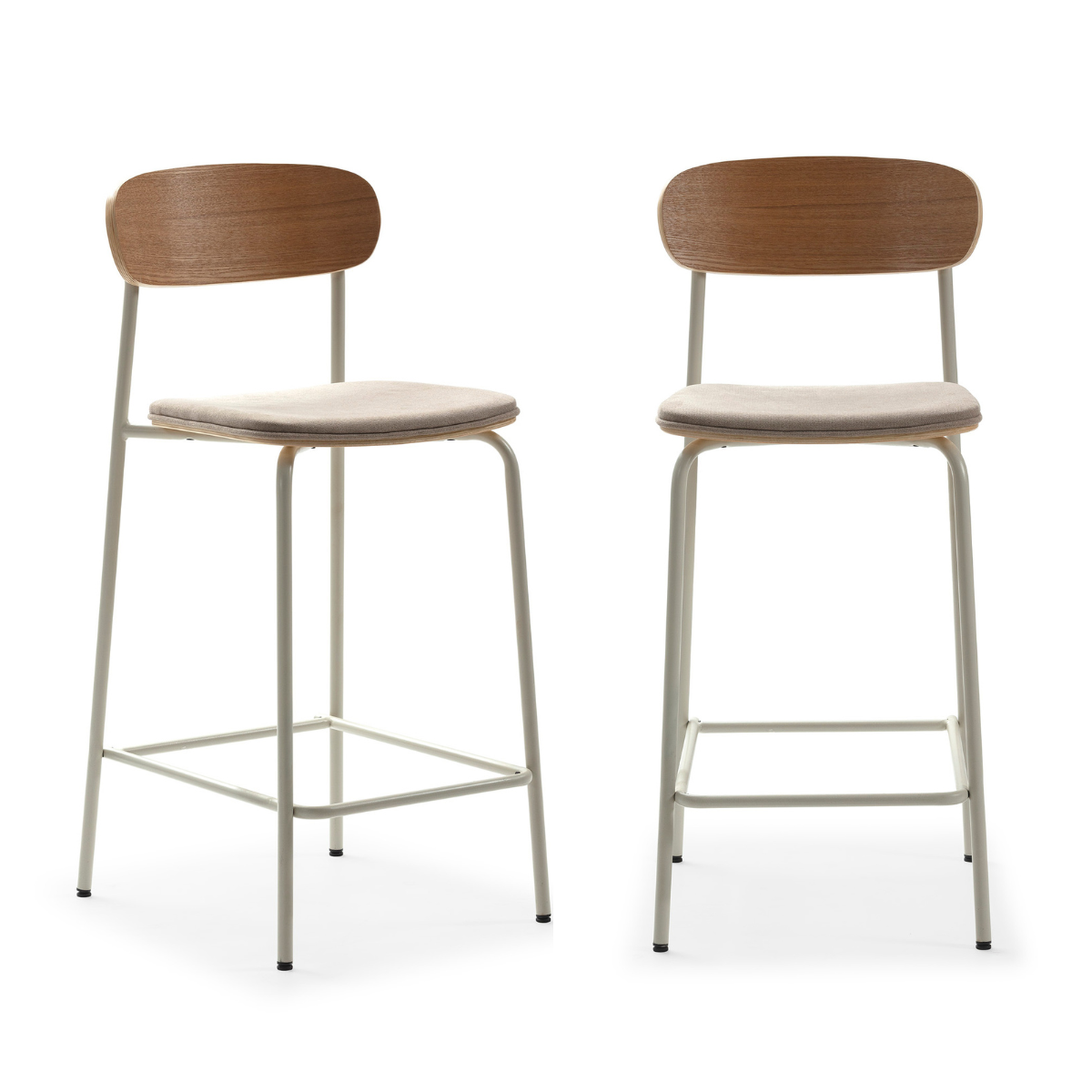 Calicosy - ADRIANA Set van 2 krukken - Grijs - 48x42x66 cm