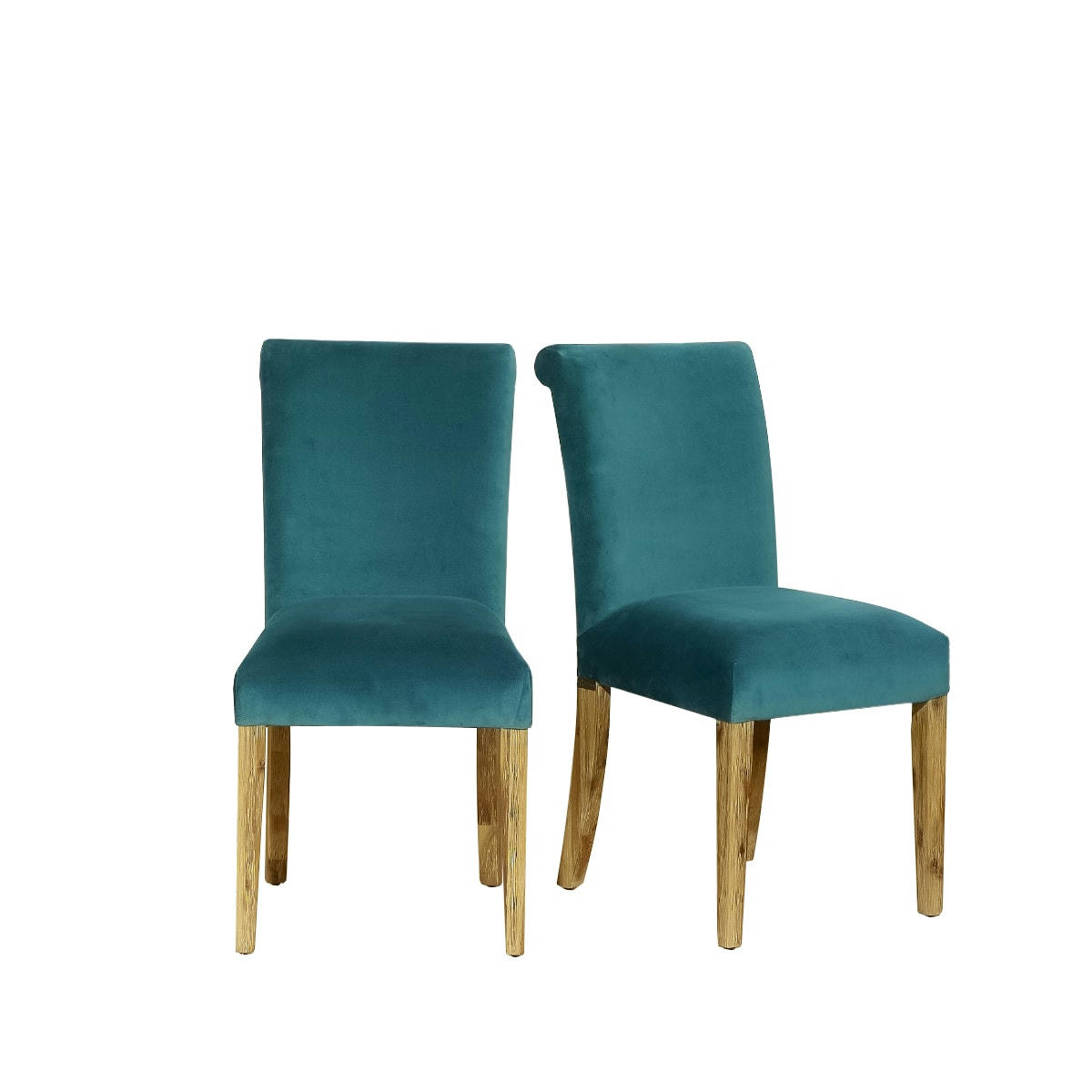 ALIX - ALIX - Chaises en bois et velours, lot de 2 bleu canard