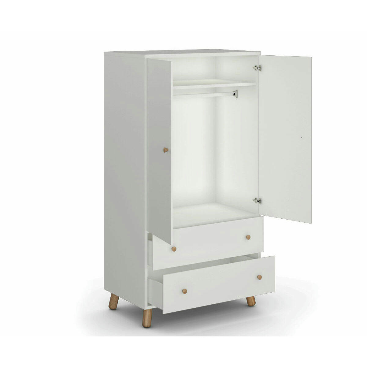 GABBY - Armoire enfant bois massif blanc et bois